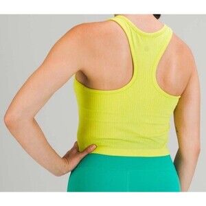 lululemon athletica Neon Yellow Ribbed Racerback Tank Top